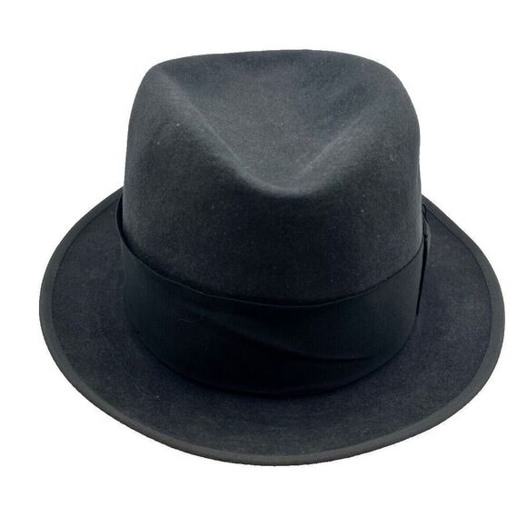 Vintage‎ 1950s John B. Stetson Royal De Luxe Black Fedora Hat  Size 7-1/4 - Picture 4 of 8